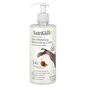 NutriGlow Intense Moisture Skin Whitening Lotion With Peach Milk Extract & Vitamin E/Deep Hydration/Dry Itchy Skin/Parched Skin (500 ml)