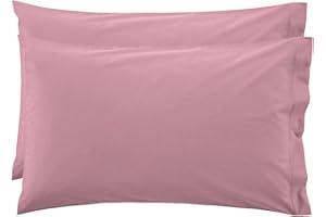 LARA MORADA - Coppia Federe Cuscino Letto, per GUANCIALE, Tinta Unita, 100% Cotone, Made in Italy, 52X82cm + Pattina, Rosa