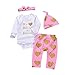 Produktbild Elecenty Babyklamotten Kleiderset,Strampler Herbst Babybodys Langarm Jumpsuit + Herz Drucken Lange Hosen + Hut +Stirnbänder Mädchen Overall Halloween Winteroverall