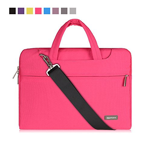 Qishare 11,6-12 Zoll Multifunktions-beweglicher dünner heller Laptop-Schulter-Beutel-Aktenkoffer-Notizbuch-Computer-Taschen-Kasten Ultrabook Netbook tragender Fall-Tablette / Laptop / Chromebook / Macbook / Messenger Fall mit Handgriff und tragendem Bügel für Acer / Asus / Dell / Fujitsu / Lenovo / HP / Samsung / Sony / Toshiba Computer (11,6-12 Zoll, Rosa)
