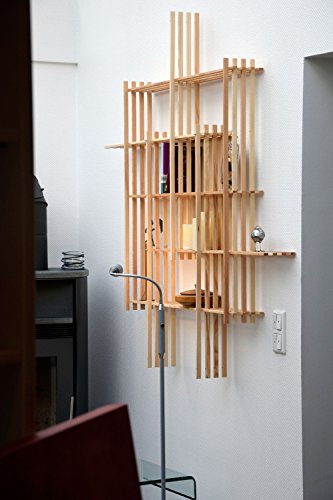 doLuxe 29705e Flexibles Designer Wandregal mit 680 Möglichkeiten, CD DVD Regal offen zum Aufhängen, Schweberegal, Holz, natur, 97.00 x 16.00 x 97.00 cm - 7