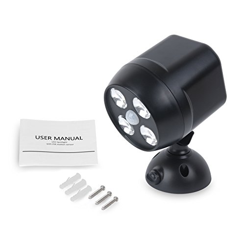 LEDemain ultraheller kabellos Scheinwerfer / Wandleuchte / Outdoor Landscape Spotlight / Gartenleuchten / LED Spotlight / Sicherheitslicht, Wasserdicht IP65 mit Bewegungssensor und Lichtsensor, passen zu Garten / Outdoor / Indoor (600 Lumen 4 LEDs mit AKKUs) - 5