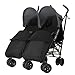 Obaby Apollo Black/Grey Twin Stroller and Black Footmuffs (Grey)