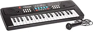 MAMBA Little Laugh 37 Key Piano Keyboard Toy with Recording, Mic and Mobile Charger Power Option, Battery Operated (Black, White) (BIGFUN BF-430A1 Keyboard Piano)