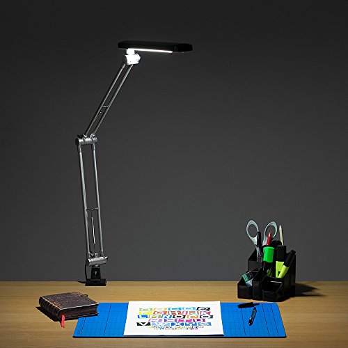 Moderne, schwarze und verstellbare LED Schreibtischlampe und Leselampe – Klemmleuchte - 4