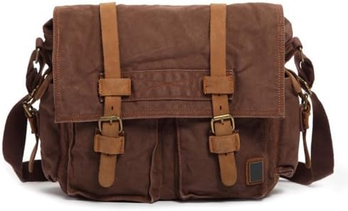 SAIERLONG Men's And Women's Messenger Bags Shoulder Handbags Soft Deep Coffee Canvas