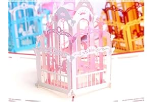 KUNSTIFY Kartka 3D, kartka z życzeniami dla dziewczyny, mężczyzn, kobiet, ojca, babci, dziadka, na wesele, prezent urodzinowy, pomysł na prezent (karuzela różowa)
