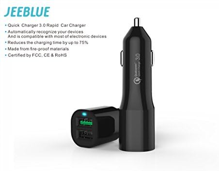 Jeeblue Quick Charge 3.0 Car Charger Dual USB Ports for Samsung S8/S8 Plus/S6/Note 5, HTC One M8, Sony Xperia Z4,iPone X / iPhone 8 / 6s / 6 Plus / 5S, iPad Air 2 / Mini 4,Huawei P10 and more (Black) (QC3.0 Dual Ports)
