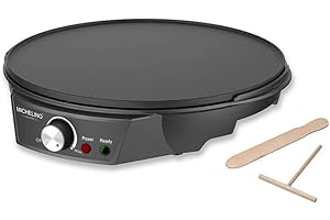 Michelino Crêpes Maker Fiesta Ø30cm, antihaftbeschichtete Platte, inkl. Teigverteiler & Crêpes-Wender, 1200 Watt, Crepesmaker schwarz