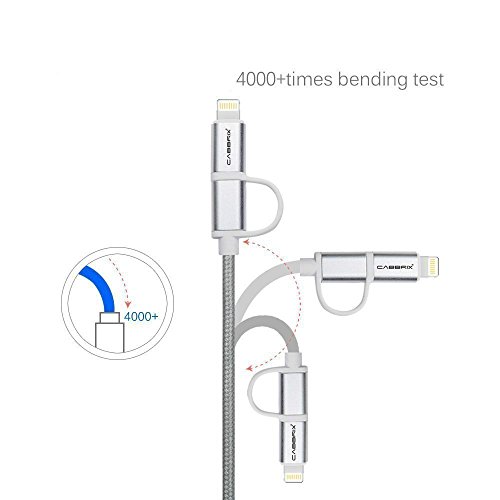 CABBRIX 2in1 Micro USB / Lightning Daten- und Ladekabel für iPhone 5 5S 6 6S 7 Plus, iPad mini 2 3 4 Air 2, Samsung Galaxy S3 S4 S5 mini S6 S7 Edge A3 A5 J5 Note 4 5, Huawei P8 Lite, Lumia 650, Sony, Android, Gamepad Controller XBOX PS4 2 Meter - 2
