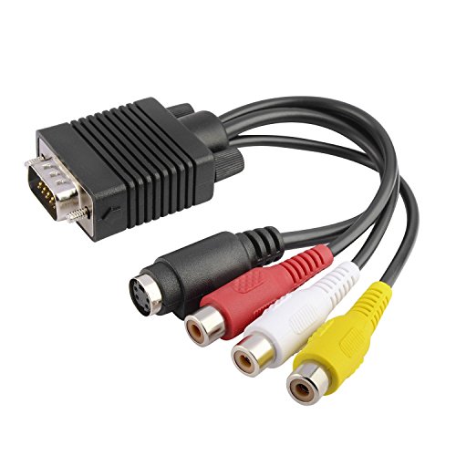 VGA auf Cinch Kabel, pistazie VGA zu TV S-Video 3 RCA PC Computer AV-Adapter Kabel (schwarz) - 2