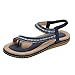 Produktbild SHE.White Das neue Damen Sommer Sandalen Bohemian Strass Flach Sandaletten Sommer Strand Schuhe Gummiband Sommerschuhe Offener Zeh Atmungsaktiv Flip-Flop Beige Schwarz Dunkelblau Blau 36-43