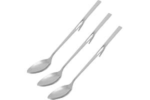Fackelmann Lot de 3 cuillères Longues, cuillère 2 en 1 pour Confiture, Acier Inoxydable, 19 cm