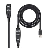 Compatible con usb 2.0 Nano Cable 10.01.0313 - Cable prolongador USB 3.0 con Amplificador (Tipo A/M-A/H, Macho-Hembra, 15 m) Color Negro