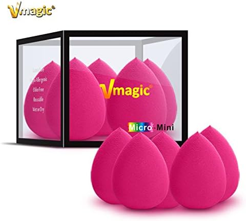 VMAGIC 5 PCS Precision Mini Beauty Makeup Sponge Beauty Sponge Blender in Applicators, Blend Foundation and Highlight - Latex Free (Rose Red)
