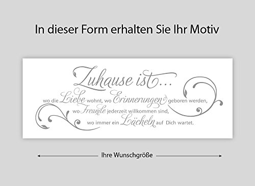 Wandora G027 Wandtattoo Wandaufkleber Wandsticker Zitat Zuhause ist wo die Liebe wohnt … Familie Liebe Lächeln Blumenranke braun (BxH) 120 x 42 cm - 4