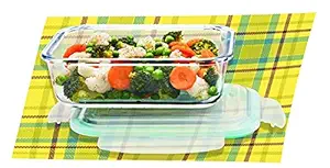 Signoraware Lock N Store Glass Container Rectangular, 640ml, Transparent