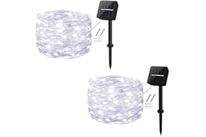 cshare Solar String Lights, 50 LEDs 2 Pack Powered Fairy Lights Outdoor 8 Modes 33 FT Solar Garden Lights,Waterproof for Yard,Pathway,Christmas Tree, Home, Wedding, Party Decorations(Cool White)