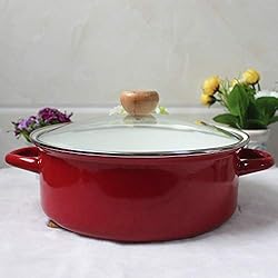 YHUJH Casserole de lait en pot émaillé 26Cm 3L Épais pot rouge en pot chaud pot à soupe Cuisinière Cuisinière à induction Gaz Pot universel, droit Pot (Color : Straight Pot)