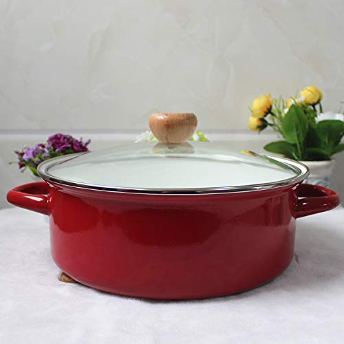 YHUJH Casserole de lait en pot émaillé 26Cm 3L Épais pot rouge en pot chaud pot à soupe Cuisinière Cuisinière à induction Gaz Pot universel, droit Pot (Color : Straight Pot)