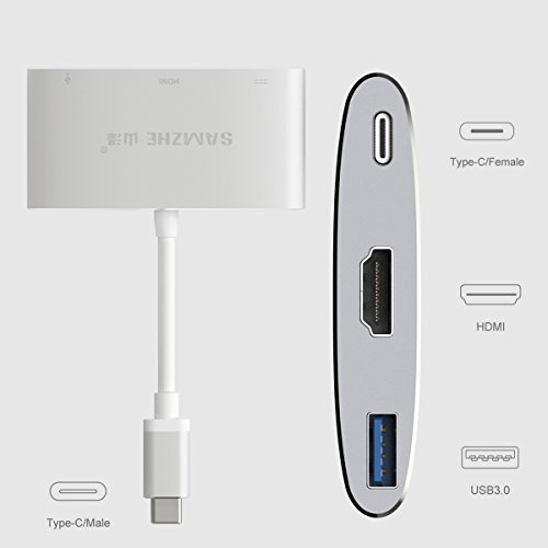 [4Kx2K UHD] Aluminium USB3.1 Multiport Typ C auf HDMI / USB3.0 Ein weiblicher / Typ-c Buchse Adapter, USB C HUB mit Stromversorgung für Macbook 12in 2015/2016, MacBook Pro 2016, Google Chromebook Pixel 2015 - 5