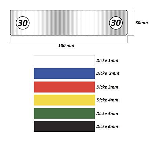 SILISTO Kunststoff Verglasungsklötze, 250Stück, 100 x 30 mm, mehrfarbig, 53530bk, 250 Stück, Multicolour - 2