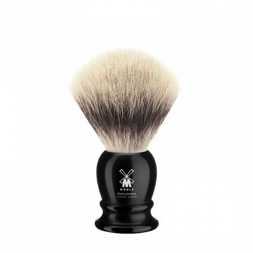 Muhle Synthetic Silvertip Fibre Shaving Brush With Medium Black Resin Handle