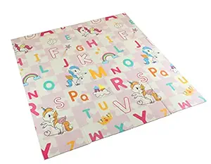 Vic Kid Baby Play Mat/Foldable Crawling Mat/Medium Size Foam/Double Sides Multi-Purpose Water Proof. (5.8 X 5.15Ft) (Side A- Fly Horse + Pink Elephant)