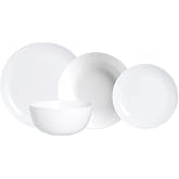 Luminarc Diwali Opal Dinnerware Set 19 Pieces &ndash; 6 People Opal Suitable Microwave Safe Fridge Recyclable | Blanco, dise&ntilde;o redo