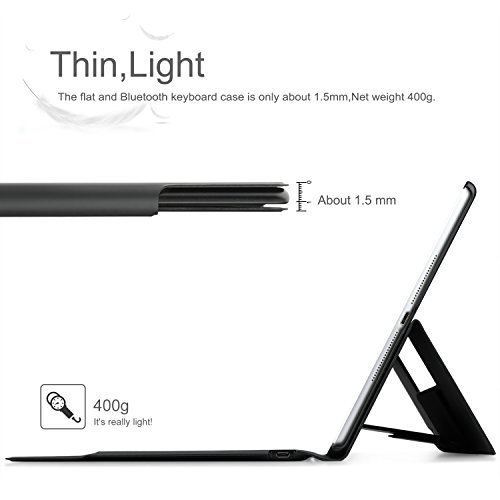 Ipad pro 10.5 tastaturkasten, [QWERTZ tastatur] KuGi ipad pro 10.5 Fall, leichter Standplatz-Portfoliokoffer mit Bluetooth Tastaturabdeckung case + Bleistifthalter für 10.5 Zoll neuer Apple ipad pro 2017 freigegeben ipad. Schwarz - 3