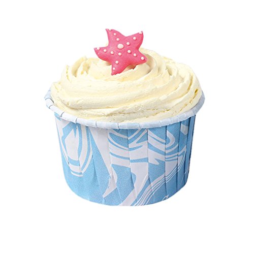 Preisvergleich Produktbild 24 Muffinförmchen, blau / weiß marmoriert