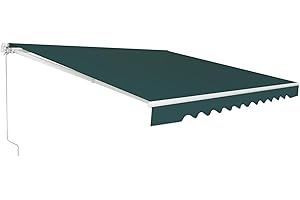 COSTWAY Tenda da Sole per Esterno Avvolgibile 2,5 x 2 M, Tenda da Sole a Bracci Estensibili con Telaio in Alluminio, Tettuccio Resistente al Sole e Impermeabile e Manovella (2,5 x 2 m, Verde)
