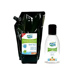 Aloe Clean Anti Bacterial Hand Sanitizer 50ml + 1000ml Hand Sanitizer Refill Pack