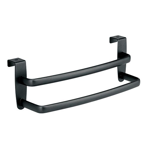 InterDesign Axis Doppel-Handtuchhalter zum Hängen über den Schrank, Mattschwarz