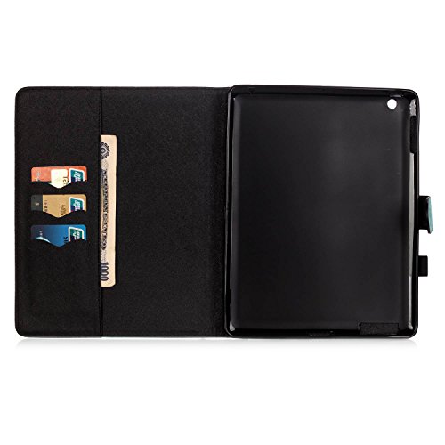 iPad 2 iPad 3 iPad 4 Hülle, Deenor Colorful Painting and Stylish Drawing Wallet Case Book Style PU Leder Flip Protective Stand Schutzhülle Hülle für Apple iPad 2 iPad 3 iPad 4 Generation. (Feather) - 6