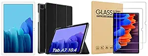 Samsung Galaxy Tab A7 26.31 cm (10.4 inch), Slim Metal Body, Quad Speakers with Dolby Atmos, RAM 3 GB, ROM 32 GB Expandable, Wi-Fi-only, Silver + Cover + 2 Pack Tempered