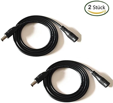 2 Pack 1 m black 5.5 x 2.1 mm DC Power Connector To Female Video Surveillance CCTV Extension Cord Cable