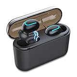 XuanPad Écouteur Bluetooth, Écouteur Sans Fil Oreillette de Sport, IPX6 Bluetooth 5.0 TWS Léger Stéréo Auriculaires avec Étui de Chargement Portable