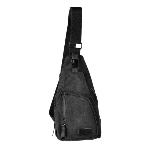 Cuteme Men's Small Canvas Military Messenger Shoulder Travel Hiking Bag Backpack (BLACK) by CuteMe
