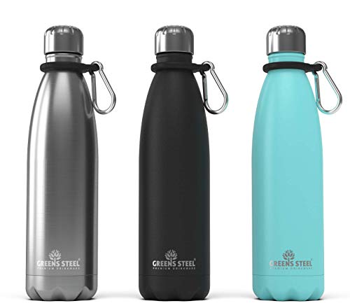 Stainless Steel Water Bottle - Double Wall Vacuum Insulated - Leak Proof Sports Bottle (500ml/ Stainless Steel)