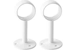 SAYAYO Support Tringle Rideaux Plafond Fixation Rideau, Support Tringle Penderie avec Vis pour Rideau et Armoire, Blanc Brillant en Acier Inoxydable, Diamètre 32 mm, 2 Pcs, EFL4032W-2P