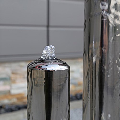 Edelstahl Springbrunnen poliert ESB1 mit 3 Säulen 65cm Säulenbrunnen für Außenbereich Garten - 4