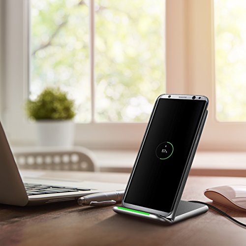 Seneo Cargador Inal  mbrica 10W Qi iPhone X  8  8 plus Carga R  pida para Samsung Galaxy S8 S8 plus  S7 S7 plus note 5  Compatible con Nokia Lumia  Google Nexus  Color Plata