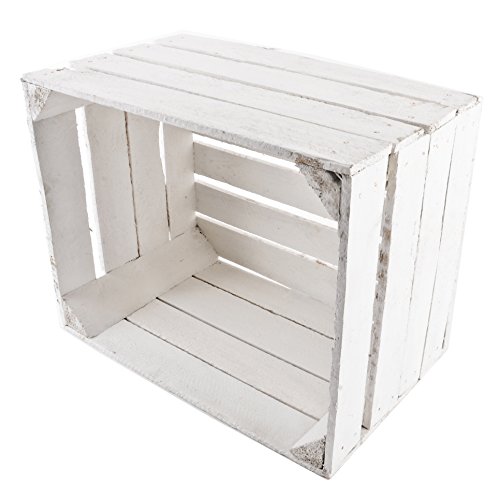 Holzkiste Vintage 40x50x30cm Holz Antik Dekokiste Weinkiste Obstkiste (Weiss) - 5