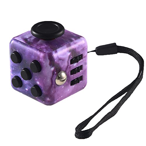 Preisvergleich Produktbild MMilelo Stresswürfel Zappeln Cube Hand Finger Plastikwürfel mit 6 Unterschiedliche Funktionen Entlastet Stress und Angst Spielzeug Gegen Nervosität und Streß Geschenke für Kinder und Erwachsene H02 Galaxy Violett