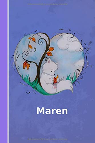 Preisvergleich Produktbild Maren: Personalisiertes Notizbuch / Fuchs mit Herz / Softcover / 120 Seiten / leer / blanko / nummeriert / Notebook / Tagebuch / Diary / Scrapbook / Geschenkidee