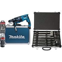 Makita Kombihammer für SDS-Plus 26 mm im Alukoffer, HR2631FT13 + Makita D-42444 SDS+ Bohrer/Meissel-Set 17tlg, 1 W, 1 V