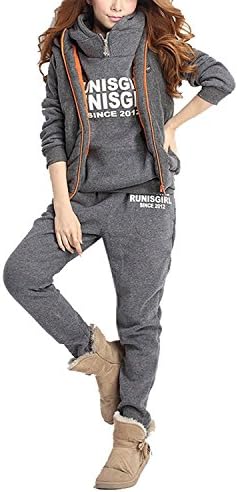BYD Women Tracksuit Long Sleeve Letter Printed High Collar With Zipper Hoodie Sweatshirt Sportswear 3PCS Hoodie + Pants + Gilet Autumn Winter