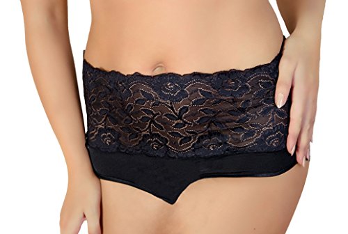 Preisvergleich Produktbild B / 10 Damen Slip Schwarz mit Spitze 46-56 von Andalea