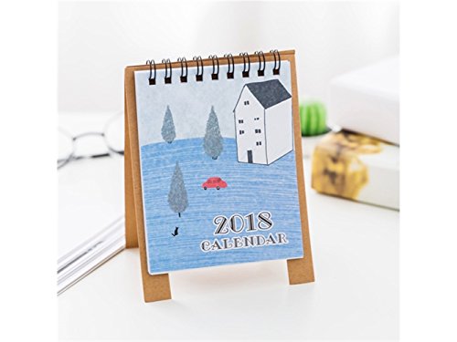 Download XeibD Calendrier mensuel de bureau de dessin animé pour les cadeaux Flip Stand Calendar Table Home Office (bleu)